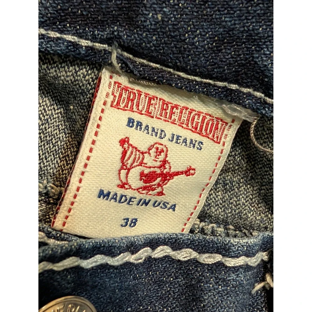 True Religion Ricky Giant Big T Jeans Mens‎ 38 Dark Wash Straight Leg USA Made